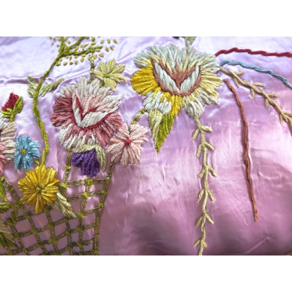 RARE ANTIQUE textile 1900 Edwardian society silk bedspread embroidery gilt ART - Picture 7 of 16